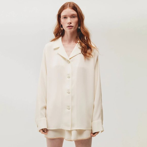 Aritzia Tops - Aritzia Le Fou Wilfred Rondel Cream Button Up Shacket Shirt Jacket